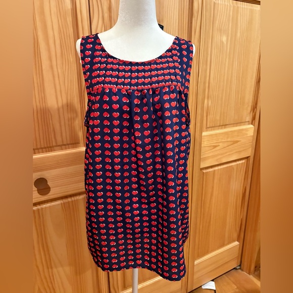 Cynthia Rowley Tops - Cynthia Rowley Navy Blue Red Hearts with white shadowed hearts Tank Top Blouse.